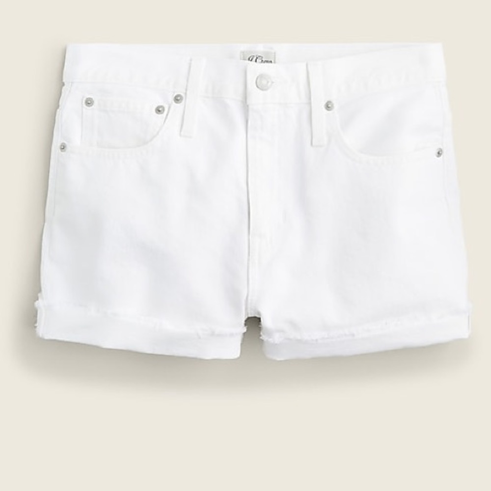 J.Crew Slouchy Boyfriend White Denim Jean Shorts Cutoff High Rise Sz 28